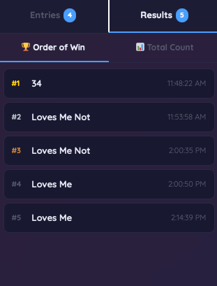 Order of win